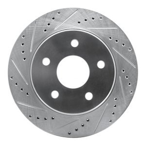 Chrysler Aspen Brake Rotor (1) - Front Right - R1 Concepts - Drilled & Slotted - Silver - `02-`24